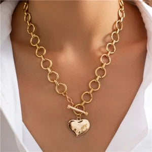 Heart Pendant Necklace - Ring Lock