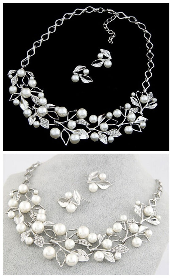 Pearl & Rhinestone Branch Style Set