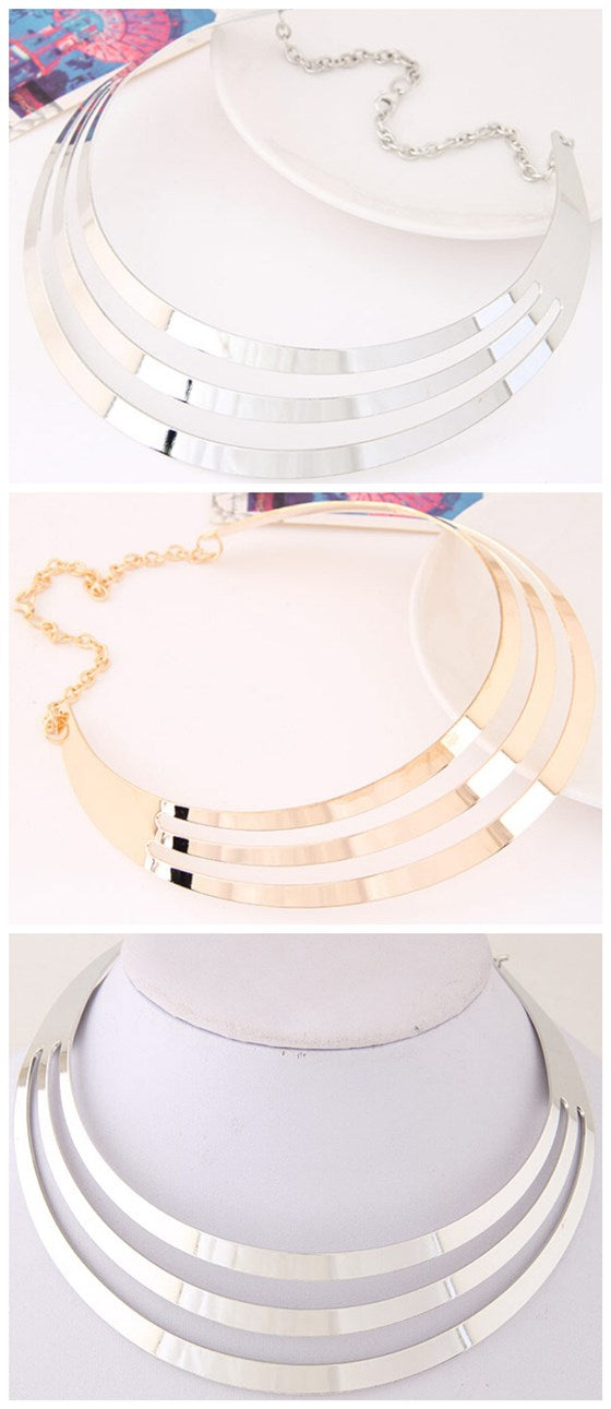 Layered Metal Collared Necklace