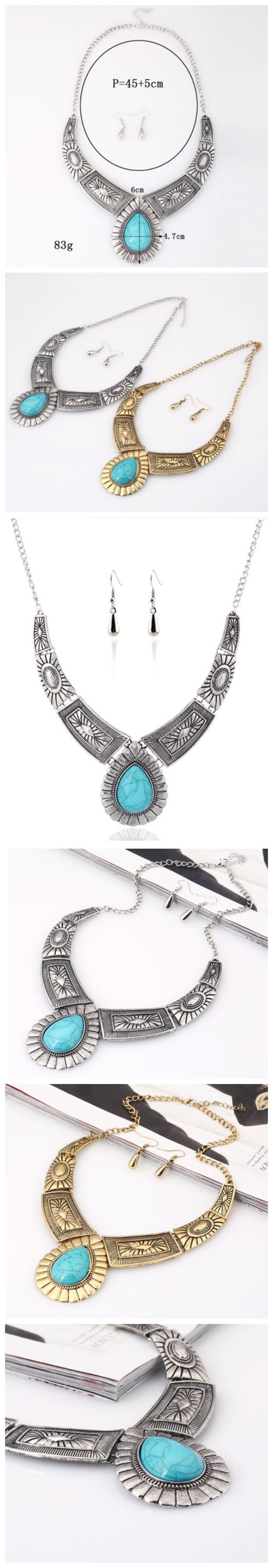 Turquoise Gem Vintage Necklace