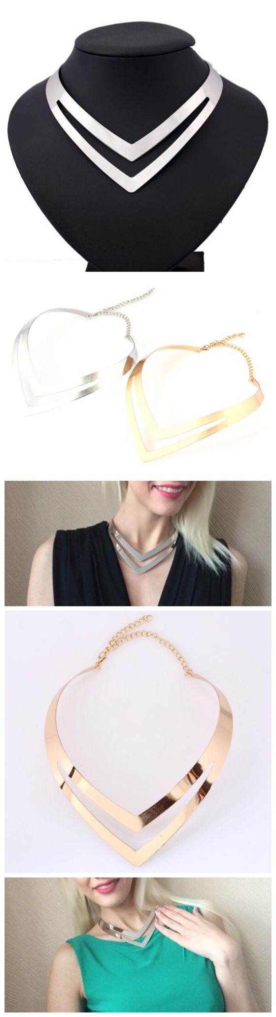 Sleek V-Style Collar Necklace