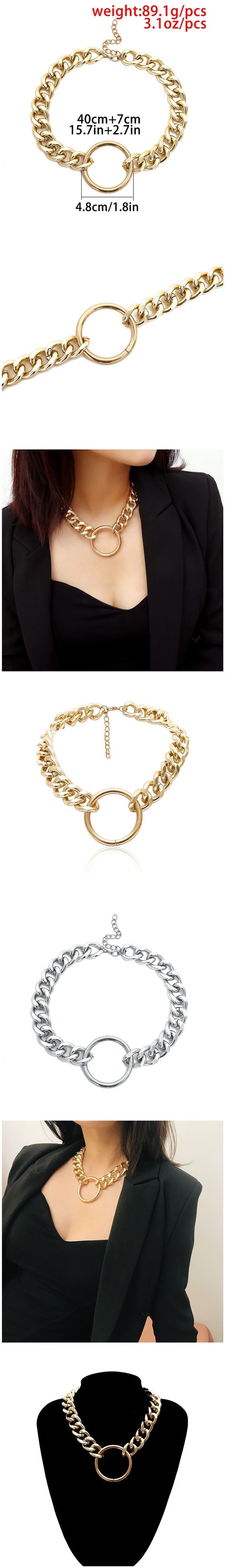 Chunky Gold Circle Chain Necklace