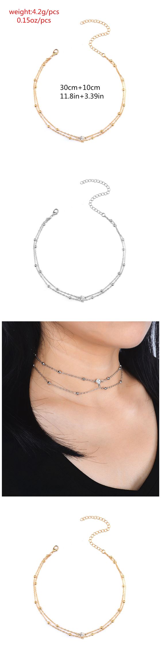 Dainty Double Layer Gemstone Choker