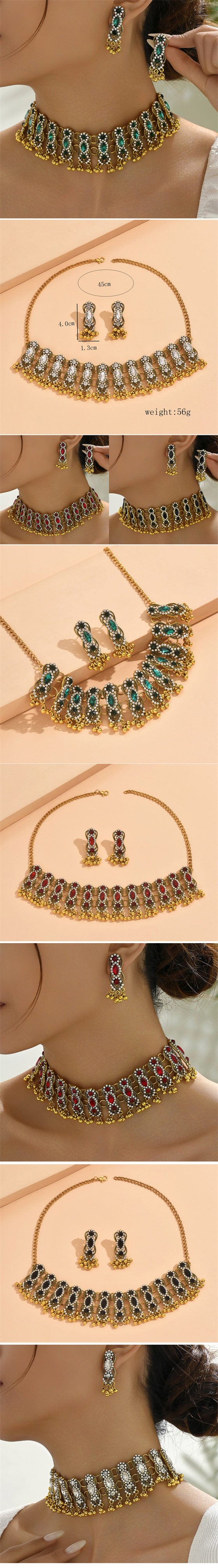 Vintage Royal Black Choker & Earrings Set