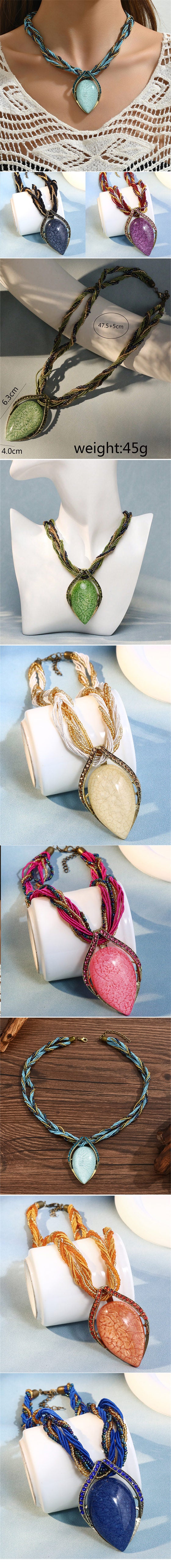 Bohemian Turquoise Gem Rope Necklace