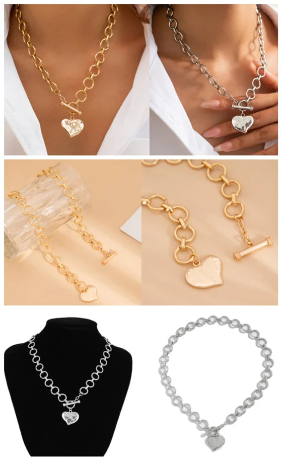Heart Pendant Necklace - Ring Lock