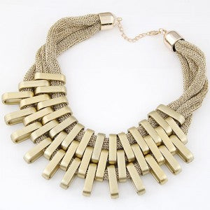 Golden Geometric Bars Layered Necklace