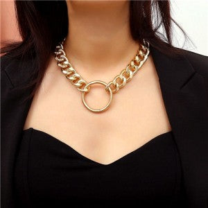 Chunky Gold Circle Chain Necklace
