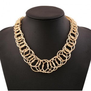 Golden Linked Hoops Statement Necklace