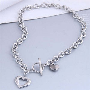 Silver Heart Charm Chain Necklace