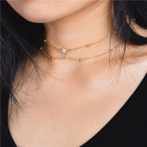 Dainty Double Layer Gemstone Choker
