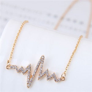 Heartbeat Rhinestone Pendant Necklace