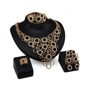 Golden Radiance Circle Jewellery Set (4-Piece)