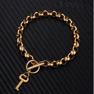 Golden Key Pendant Chain Bracelet