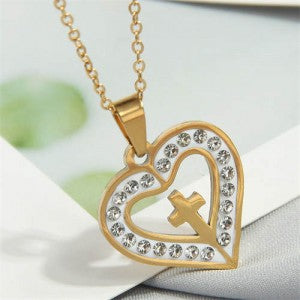 Heart & Cross Pendant Necklace